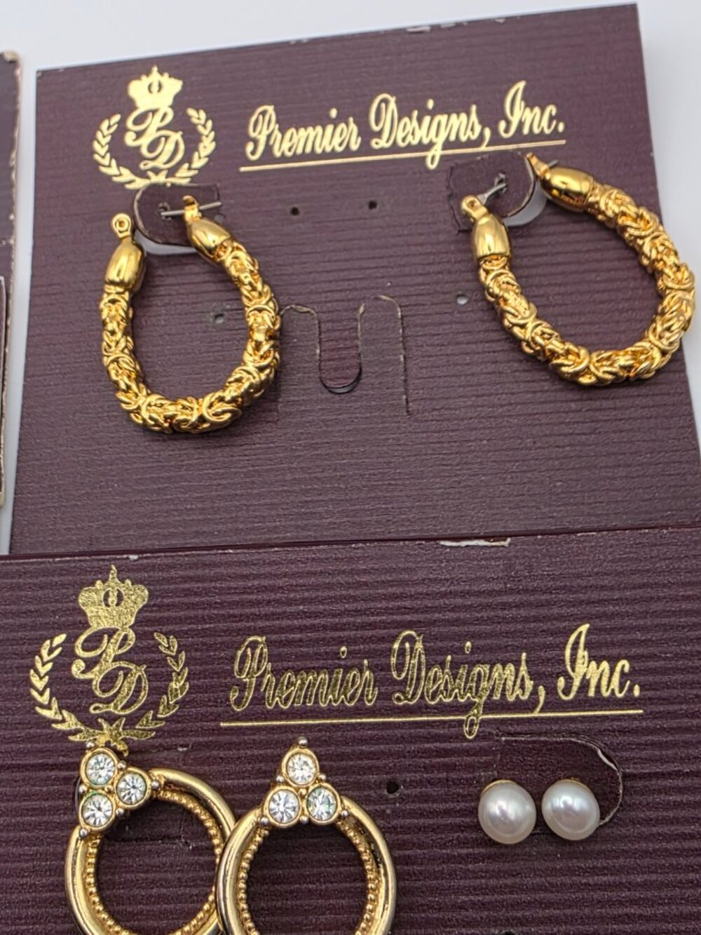Mixed Earring Lot 7 Pairs Premier Designs & Unsigned Hoops Studs Dangles - Picture 4 of 6